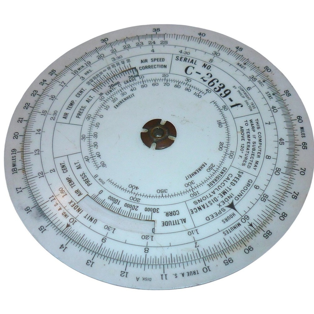 WWII Era American Airlines Dalton Navigational Computer C-2639-f Whiz Wheel